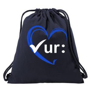 Check Your Colon Cancer Awareness Heart Drawstring Bag