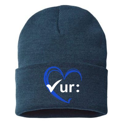 Check Your Colon Cancer Awareness Heart Sustainable Knit Beanie