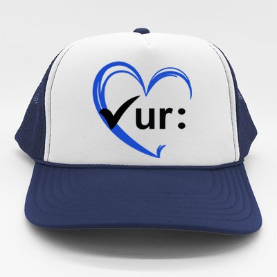 Check Your Colon Cancer Awareness Heart Trucker Hat