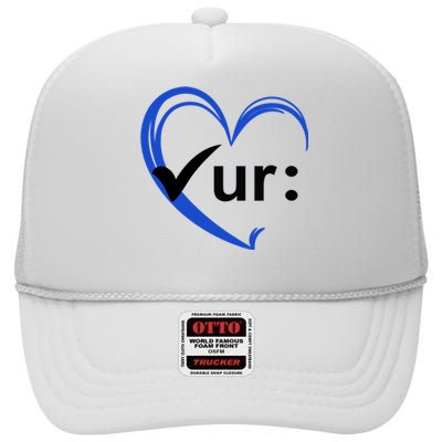 Check Your Colon Cancer Awareness Heart High Crown Mesh Back Trucker Hat