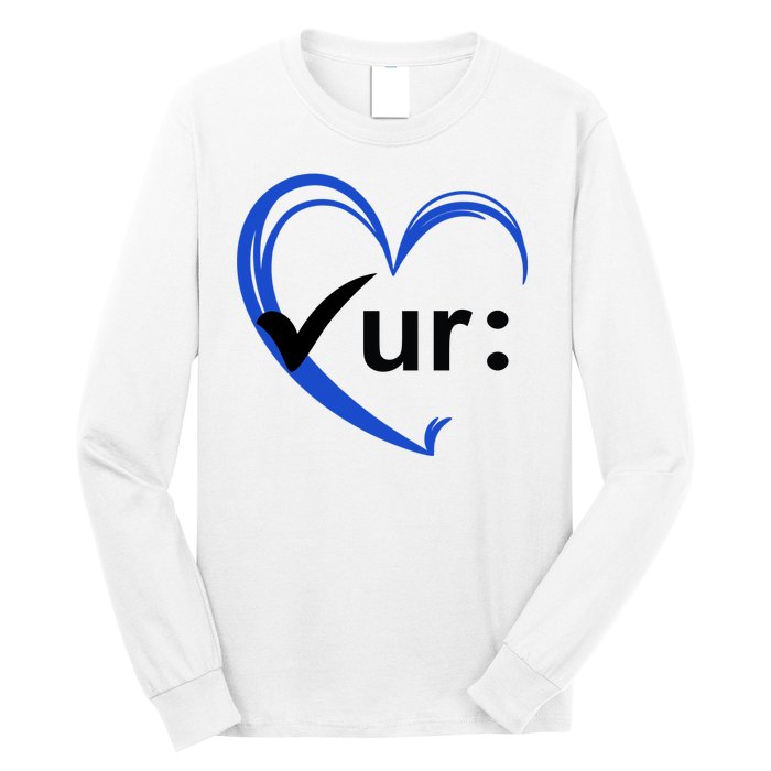 Check Your Colon Cancer Awareness Heart Long Sleeve Shirt