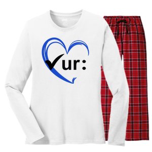 Check Your Colon Cancer Awareness Heart Women's Long Sleeve Flannel Pajama Set 