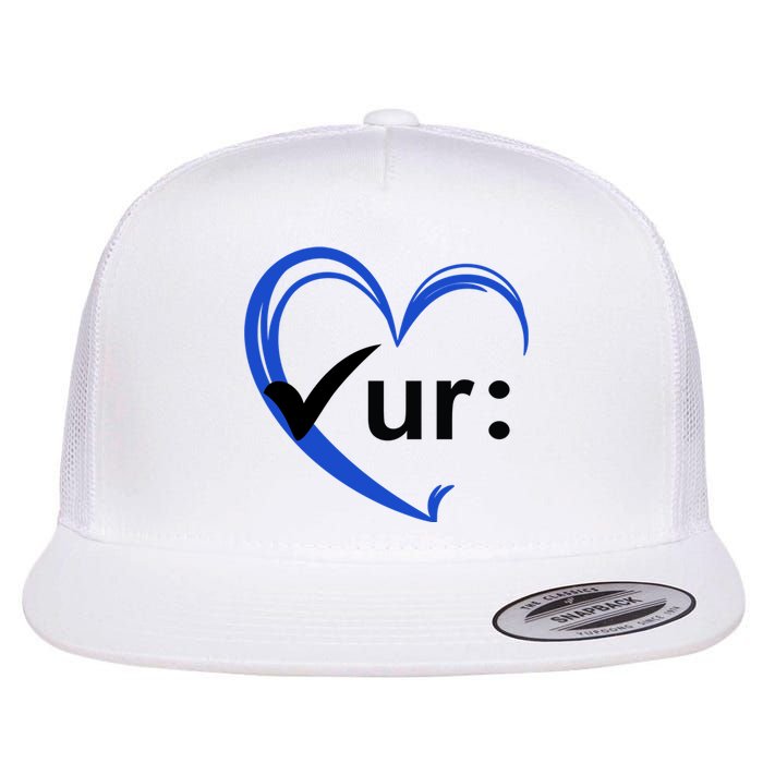 Check Your Colon Cancer Awareness Heart Flat Bill Trucker Hat