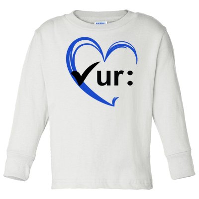 Check Your Colon Cancer Awareness Heart Toddler Long Sleeve Shirt