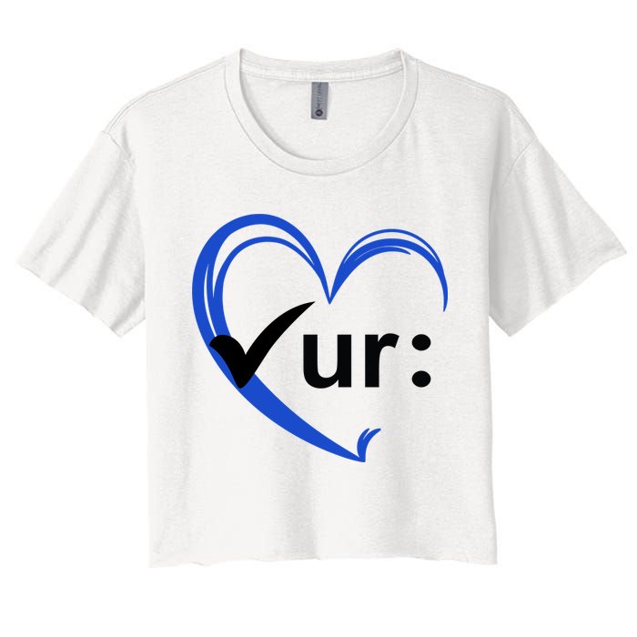 Check Your Colon Cancer Awareness Heart Women's Crop Top Tee