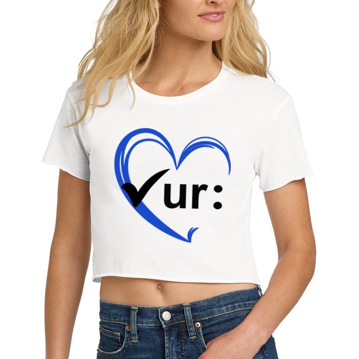 Check Your Colon Cancer Awareness Heart Women's Crop Top Tee