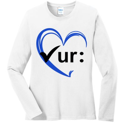 Check Your Colon Cancer Awareness Heart Ladies Long Sleeve Shirt