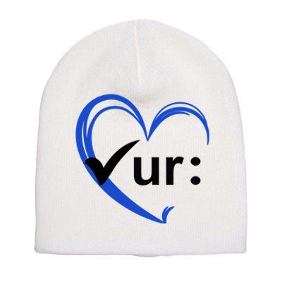 Check Your Colon Cancer Awareness Heart Short Acrylic Beanie