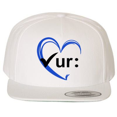 Check Your Colon Cancer Awareness Heart Wool Snapback Cap