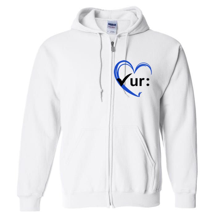 Check Your Colon Cancer Awareness Heart Full Zip Hoodie