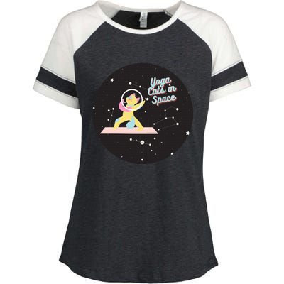 Cute Yoga Cats In Space Funny Design For Yoga And Cat Lovers Cute Gift Enza Ladies Jersey Colorblock Tee