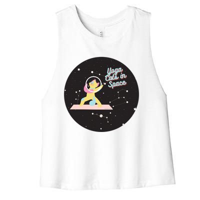 Cute Yoga Cats In Space Funny Design For Yoga And Cat Lovers Cute Gift Women's Racerback Cropped Tank