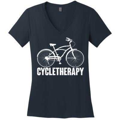 Cycletherapy Bicycle Fan Women's V-Neck T-Shirt