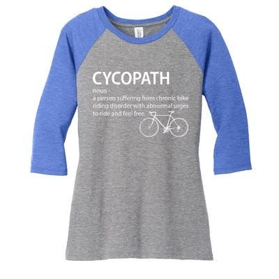 Cycopath Bike Rider Women's Tri-Blend 3/4-Sleeve Raglan Shirt