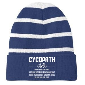 Cycopath Definition Biking Cycling Striped Beanie with Solid Band