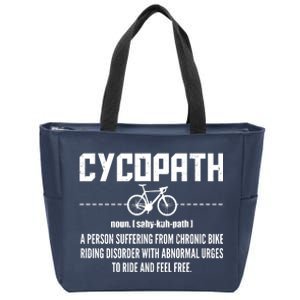 Cycopath Definition Biking Cycling Zip Tote Bag