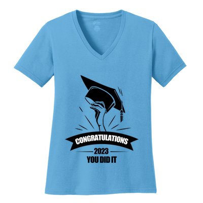 Congratulations You Did It Proud Parents Graduation Family Gift Women's V-Neck T-Shirt