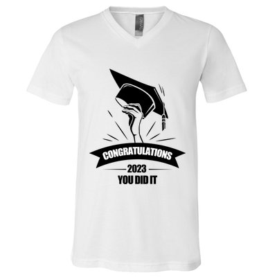 Congratulations You Did It Proud Parents Graduation Family Gift V-Neck T-Shirt