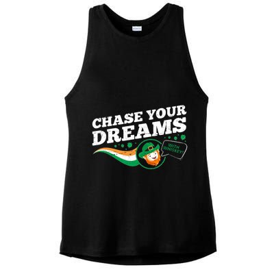 Chase Your Dreams With Whisky Leprechaun Ladies PosiCharge Tri-Blend Wicking Tank