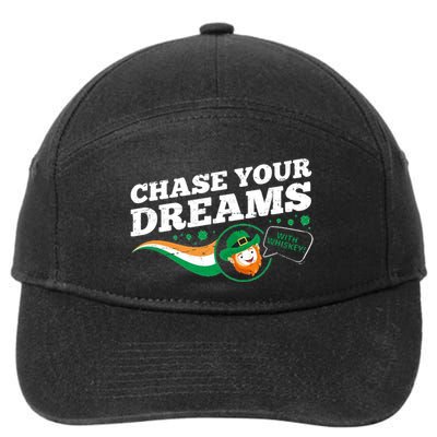 Chase Your Dreams With Whisky Leprechaun 7-Panel Snapback Hat