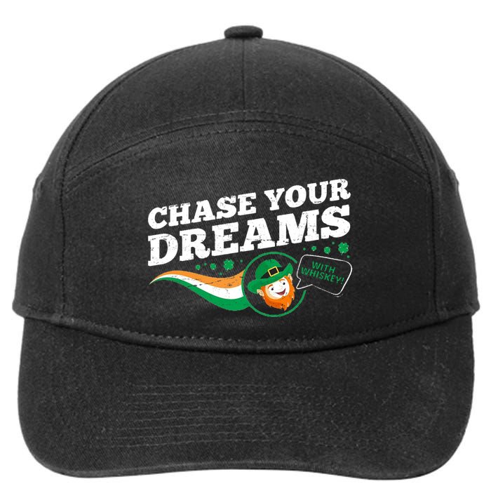 Chase Your Dreams With Whisky Leprechaun 7-Panel Snapback Hat