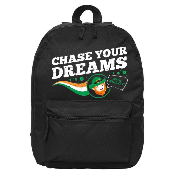 Chase Your Dreams With Whisky Leprechaun 16 in Basic Backpack