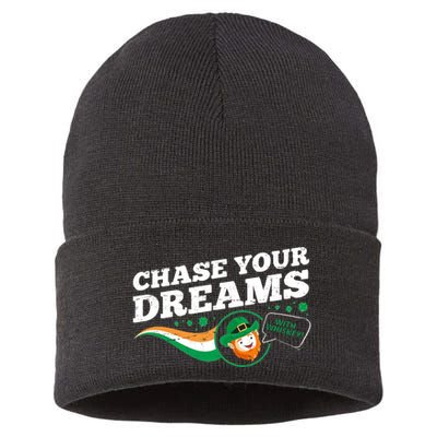 Chase Your Dreams With Whisky Leprechaun Sustainable Knit Beanie
