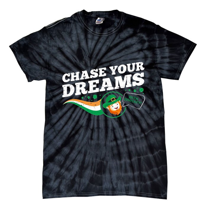 Chase Your Dreams With Whisky Leprechaun Tie-Dye T-Shirt