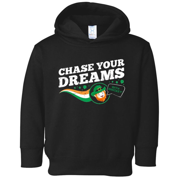 Chase Your Dreams With Whisky Leprechaun Toddler Hoodie