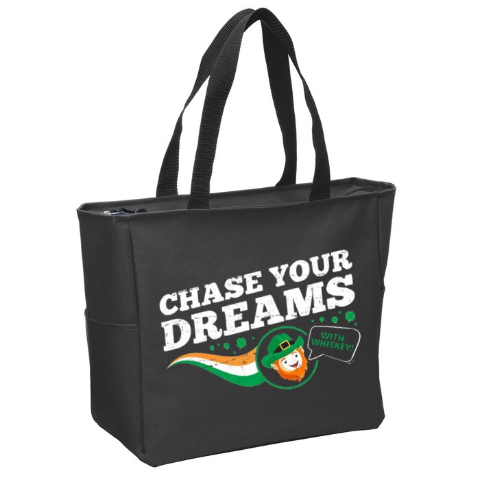 Chase Your Dreams With Whisky Leprechaun Zip Tote Bag