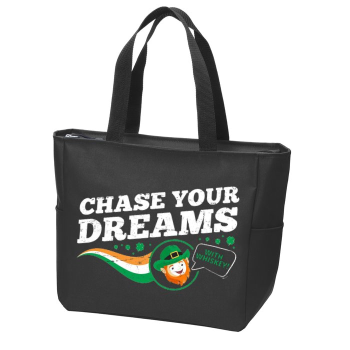 Chase Your Dreams With Whisky Leprechaun Zip Tote Bag