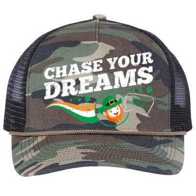 Chase Your Dreams With Whisky Leprechaun Retro Rope Trucker Hat Cap