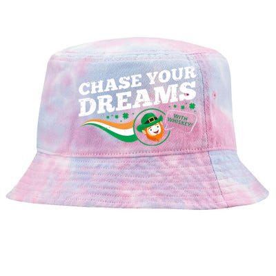 Chase Your Dreams With Whisky Leprechaun Tie-Dyed Bucket Hat