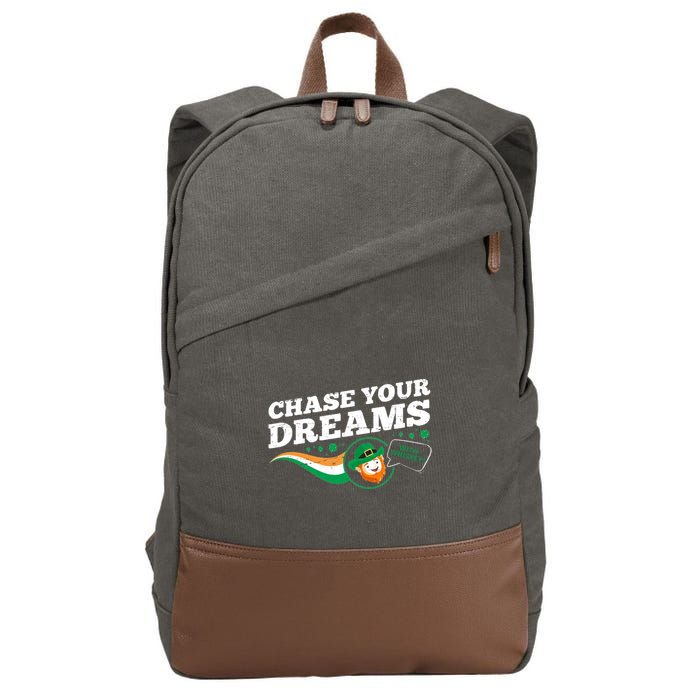 Chase Your Dreams With Whisky Leprechaun Cotton Canvas Backpack