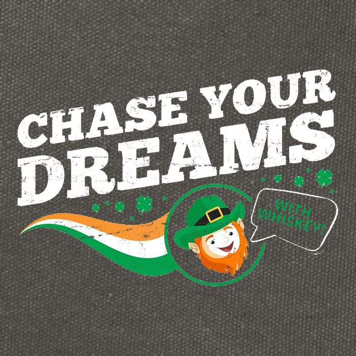 Chase Your Dreams With Whisky Leprechaun Cotton Canvas Backpack
