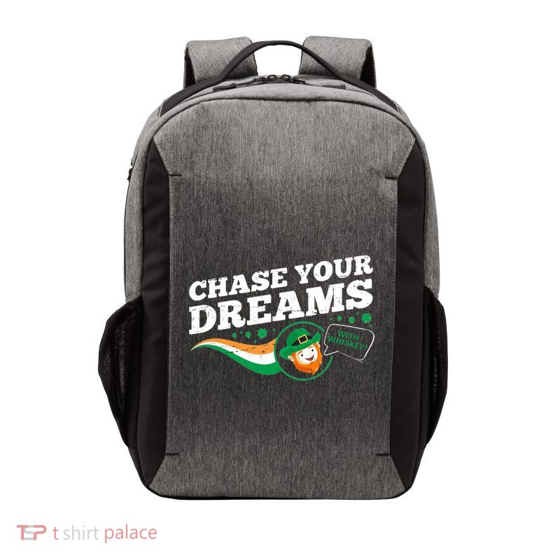 Chase Your Dreams With Whisky Leprechaun Vector Backpack