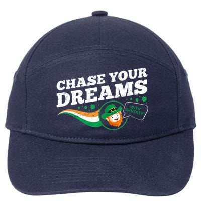 Chase Your Dreams With Whisky Leprechaun 7-Panel Snapback Hat