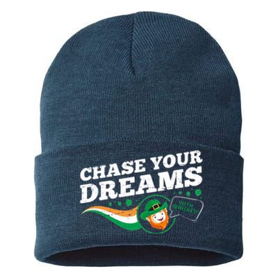 Chase Your Dreams With Whisky Leprechaun Sustainable Knit Beanie