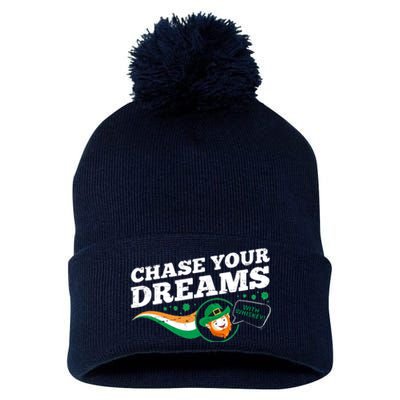 Chase Your Dreams With Whisky Leprechaun Pom Pom 12in Knit Beanie