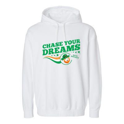 Chase Your Dreams With Whisky Leprechaun Garment-Dyed Fleece Hoodie