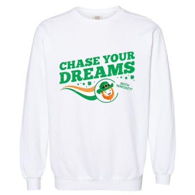 Chase Your Dreams With Whisky Leprechaun Garment-Dyed Sweatshirt