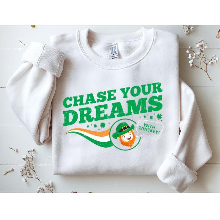 Chase Your Dreams With Whisky Leprechaun Sweatshirt