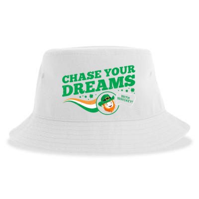 Chase Your Dreams With Whisky Leprechaun Sustainable Bucket Hat