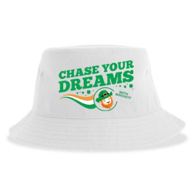 Chase Your Dreams With Whisky Leprechaun Sustainable Bucket Hat