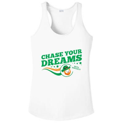 Chase Your Dreams With Whisky Leprechaun Ladies PosiCharge Competitor Racerback Tank