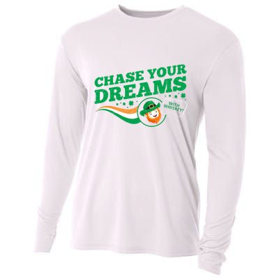 Chase Your Dreams With Whisky Leprechaun Cooling Performance Long Sleeve Crew
