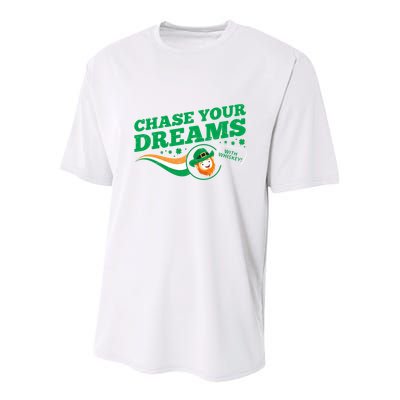 Chase Your Dreams With Whisky Leprechaun Youth Performance Sprint T-Shirt
