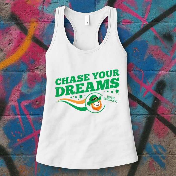Chase Your Dreams With Whisky Leprechaun Womens Tank Top
