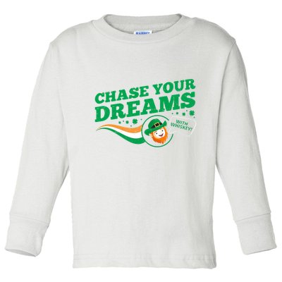 Chase Your Dreams With Whisky Leprechaun Toddler Long Sleeve Shirt