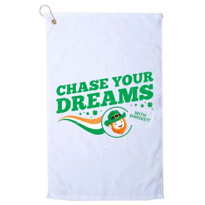 Chase Your Dreams With Whisky Leprechaun Golf Towel